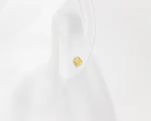Tiny ribbed stud, mini square, diamond shaped stud, dainty, textured, geometric, minimalist, tiny earring, boho, art deco, vintage, 925