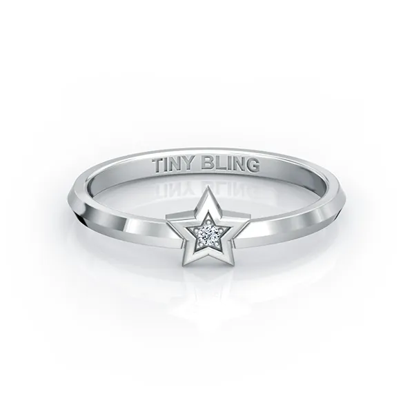 Tiny Star Solitaire Diamond Ring
