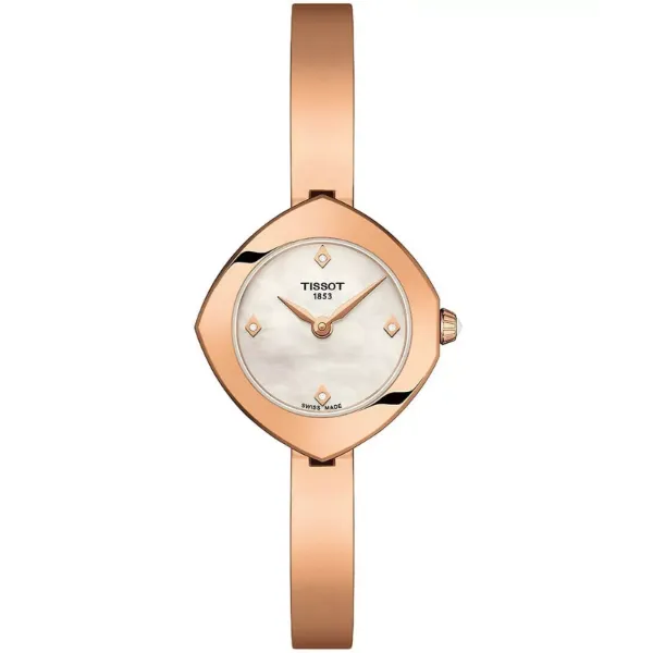Tissot Femini-T Rose Gold Stainless Steel Pearl White Dial Quartz Watch for Ladies - T113.109.33.116.00