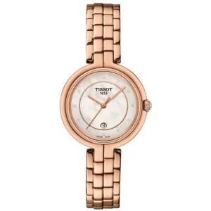 Tissot Flamingo Rose Gold Stainless Steel Pearl White Dial Quartz Watch for Ladies - T094.210.33.116.02