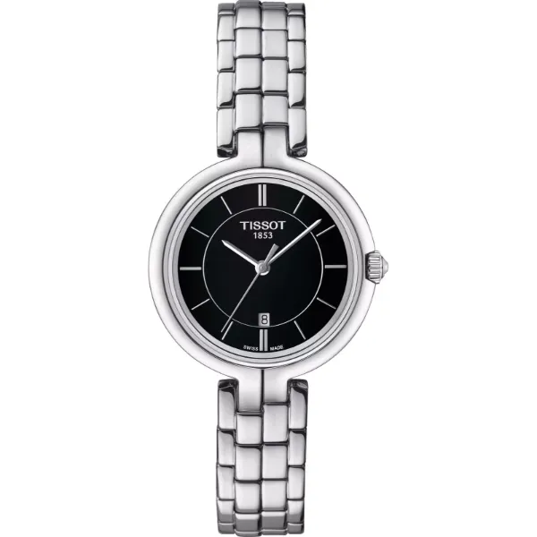Tissot Flamingo Silver Stainless Steel Black Dial Quartz Watch for Ladies - T094.210.11.051.00