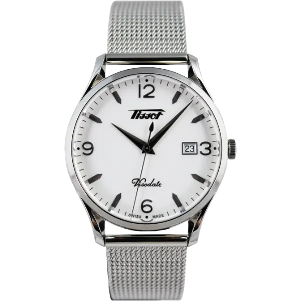 Tissot Heritage Visodate Silver Mesh Braselet White Dial Quartz Watch for Gents - T118.410.11.277.00