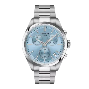 Tissot PR 100 Silver Stainless Steel Ice Blue Dial Chronograph Quartz Watch for Gents - T150.417.11.351.00