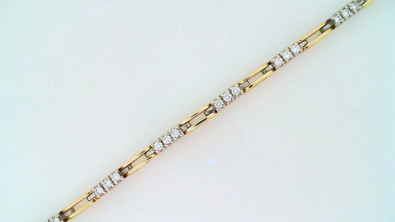 Touch of Gold 14K Yellow and White Gold Diamond Line Bracelet