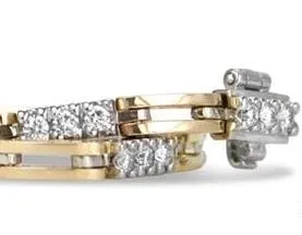 Touch of Gold 14K Yellow and White Gold Diamond Line Bracelet