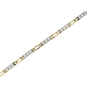 Touch of Gold 14K Yellow and White Gold Diamond Line Bracelet