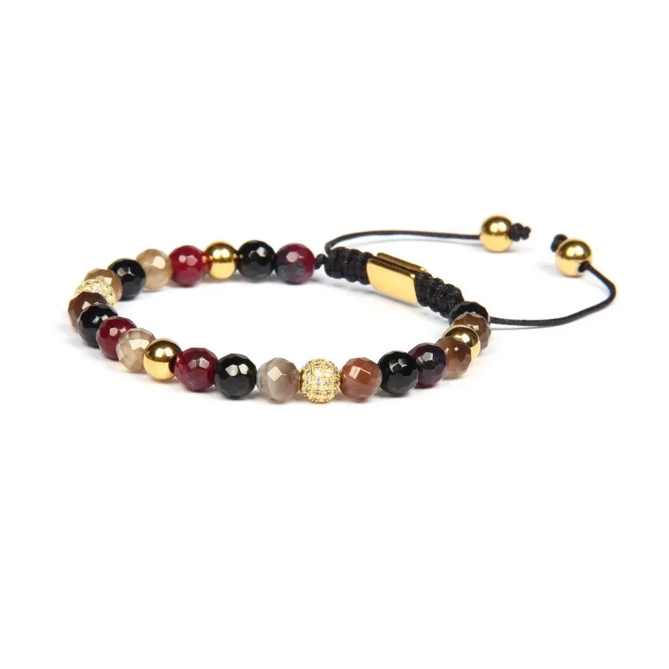 Tourmaline & Agate Gold Beads Bracelet