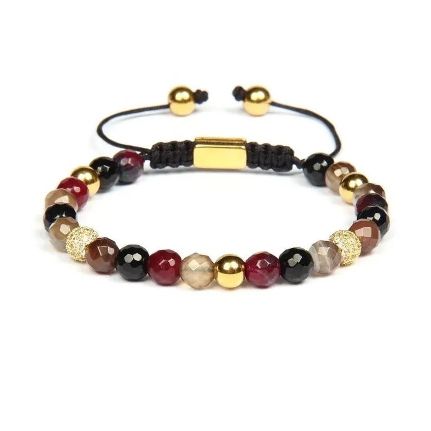 Tourmaline & Agate Gold Beads Bracelet