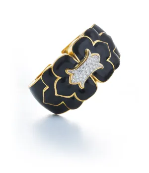 Trefoil Cuff, Black Enamel