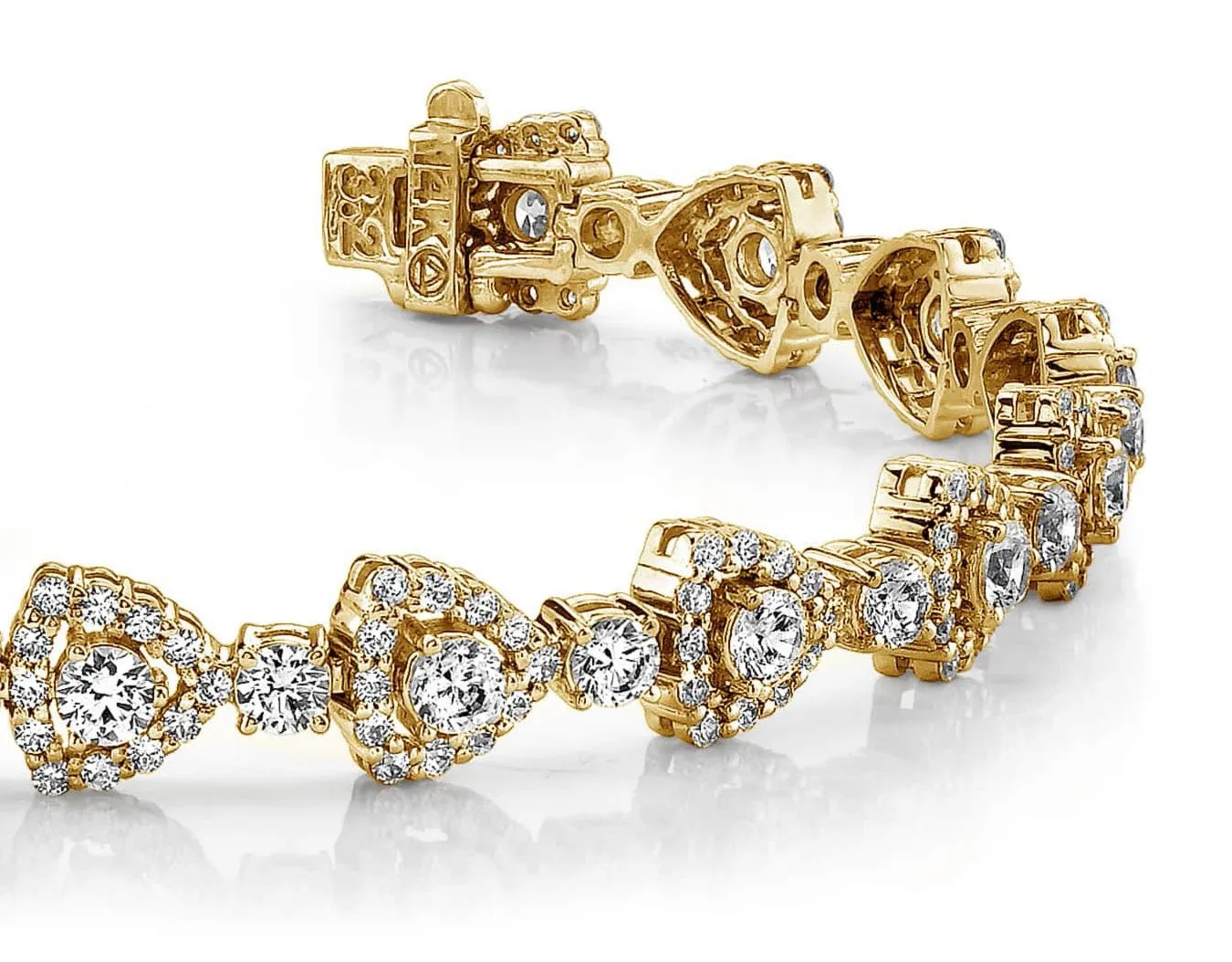 Triangular Diamond Link Diamond Bracelet with 6.27 ct.(finished) 1.3mm, 3mm, 3.2mm