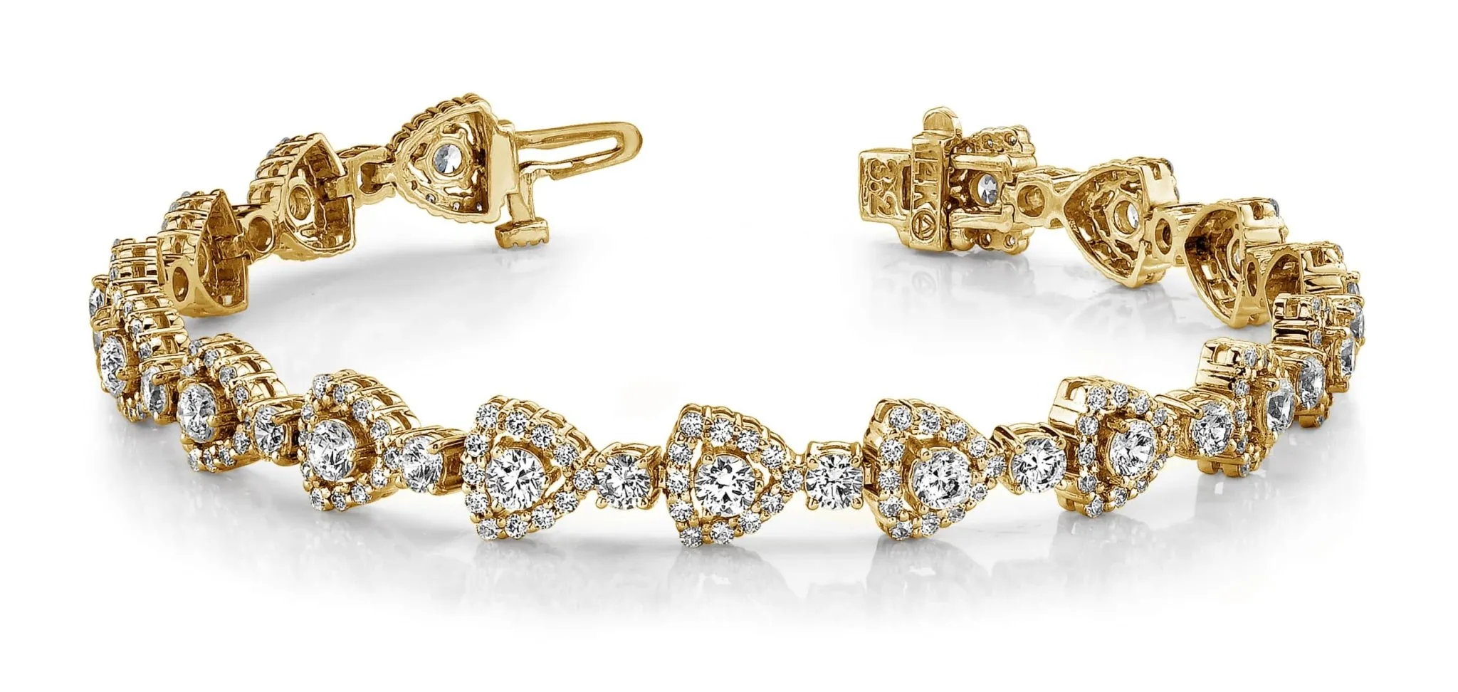 Triangular Diamond Link Diamond Bracelet with 6.27 ct.(finished) 1.3mm, 3mm, 3.2mm