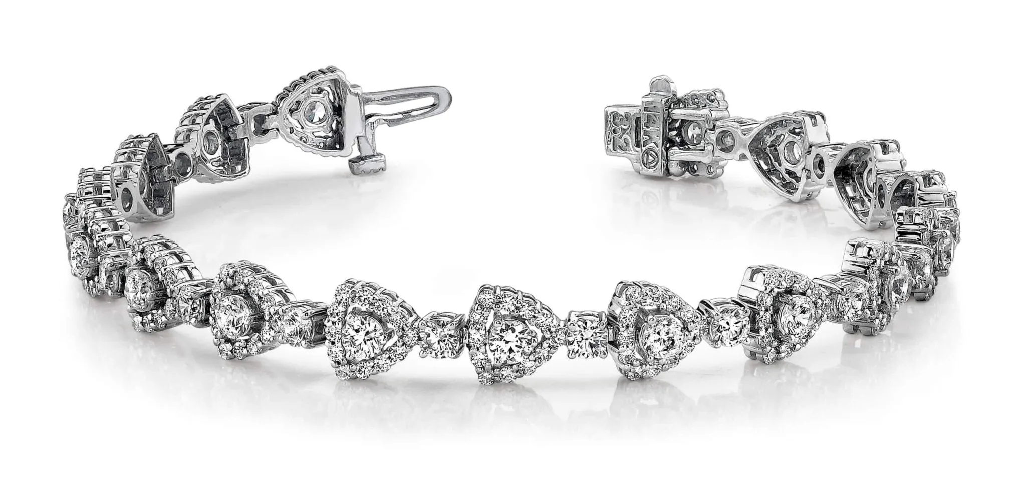Triangular Diamond Link Diamond Bracelet with 6.27 ct.(finished) 1.3mm, 3mm, 3.2mm