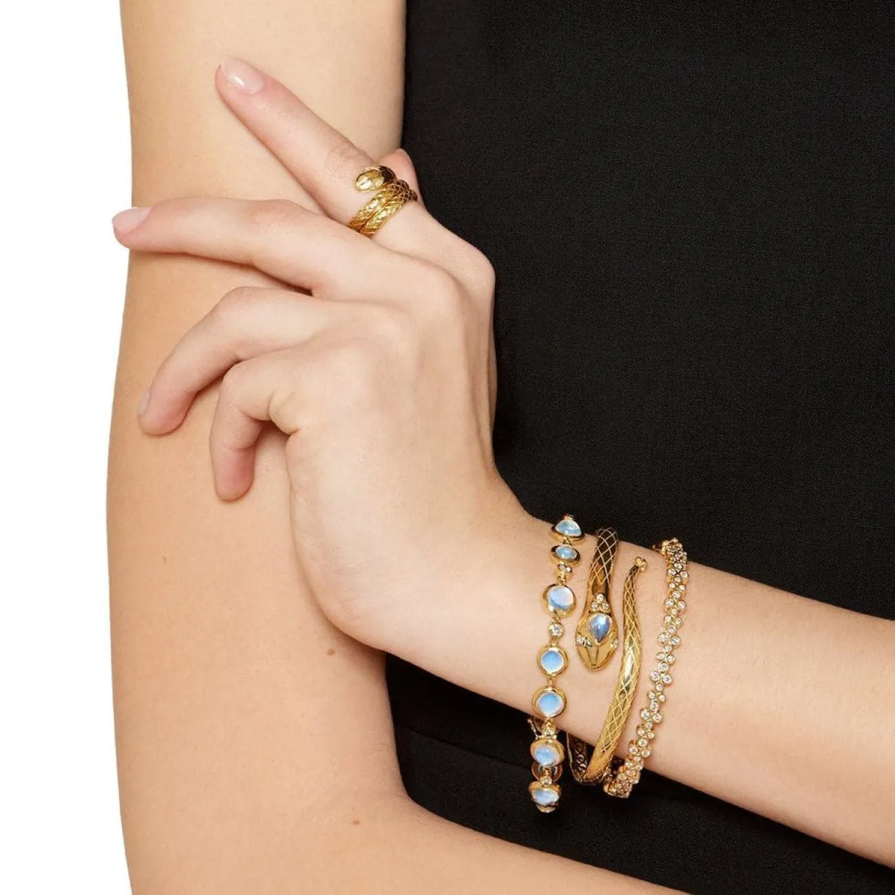 Trio Eternity 18K Yellow Gold Diamond Cuff Bracelet