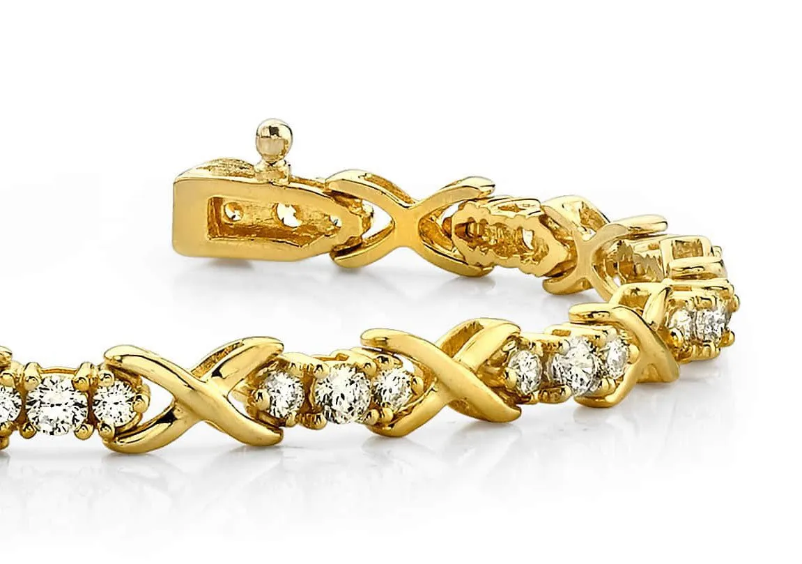 Triple Diamond X Link Lab-Grown Diamond Bracelet with 1.96 ct.(finished) 2mm, 2.8mm