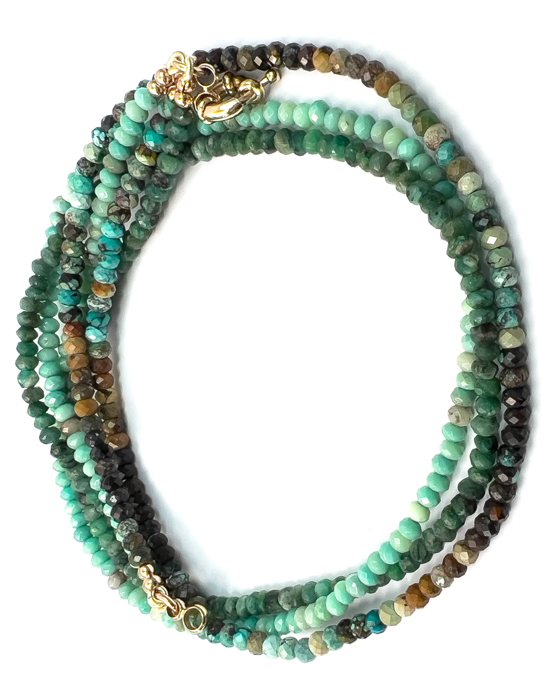 Triple Strand Brazilian Emerald, Turquoise, Amazonite Necklace