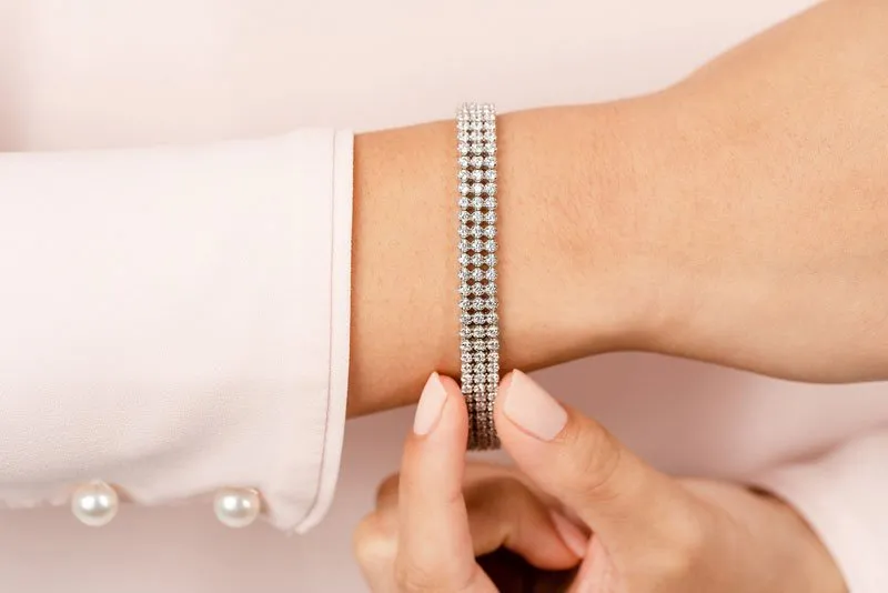 Triple Strand Diamond Bracelet with 6.34 ct.(finished) 2.0mm