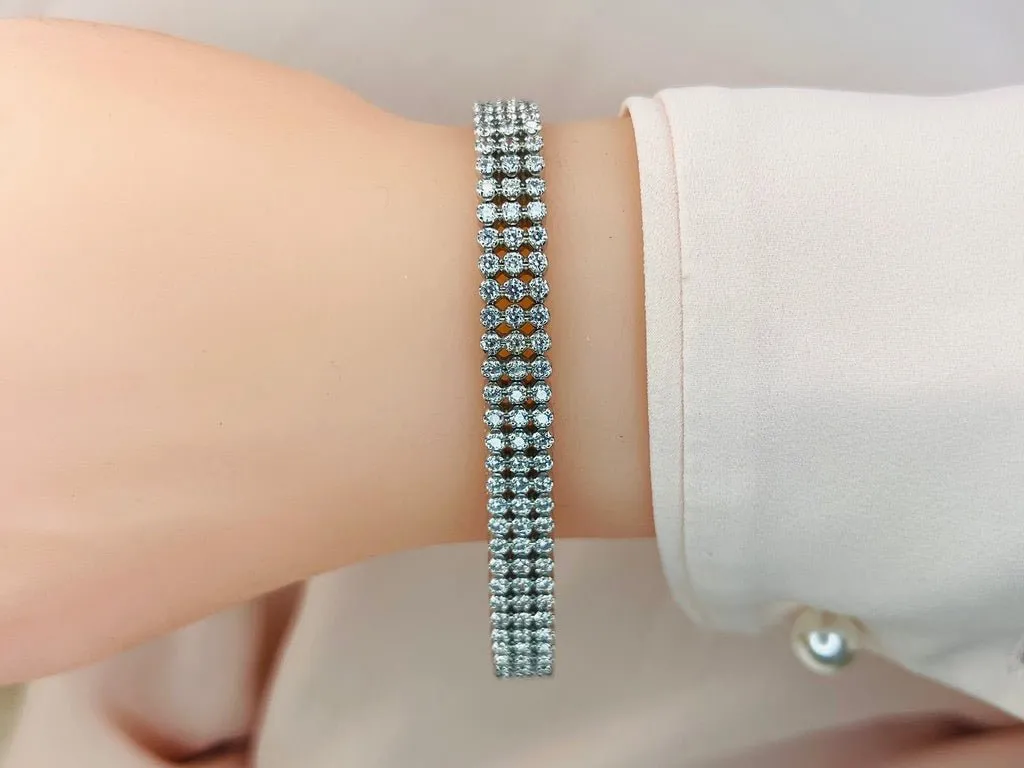 Triple Strand Diamond Bracelet with 6.34 ct.(finished) 2.0mm