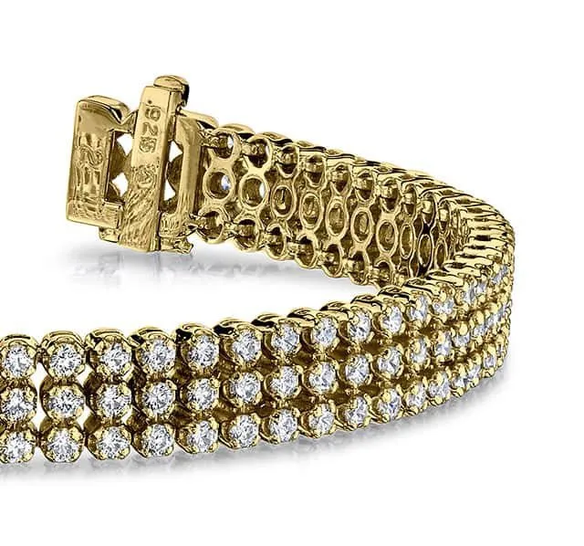 Triple Strand Diamond Bracelet with 6.34 ct.(finished) 2.0mm