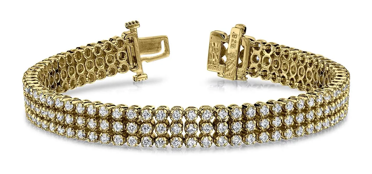 Triple Strand Diamond Bracelet with 6.34 ct.(finished) 2.0mm