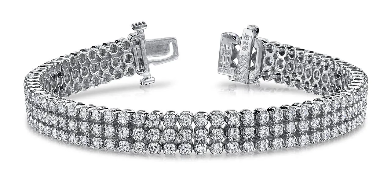 Triple Strand Diamond Bracelet with 6.34 ct.(finished) 2.0mm