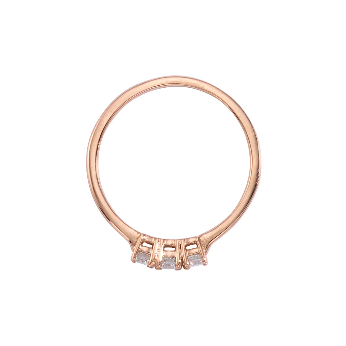triple white diamond ring- 14k rose gold-  size 5.5