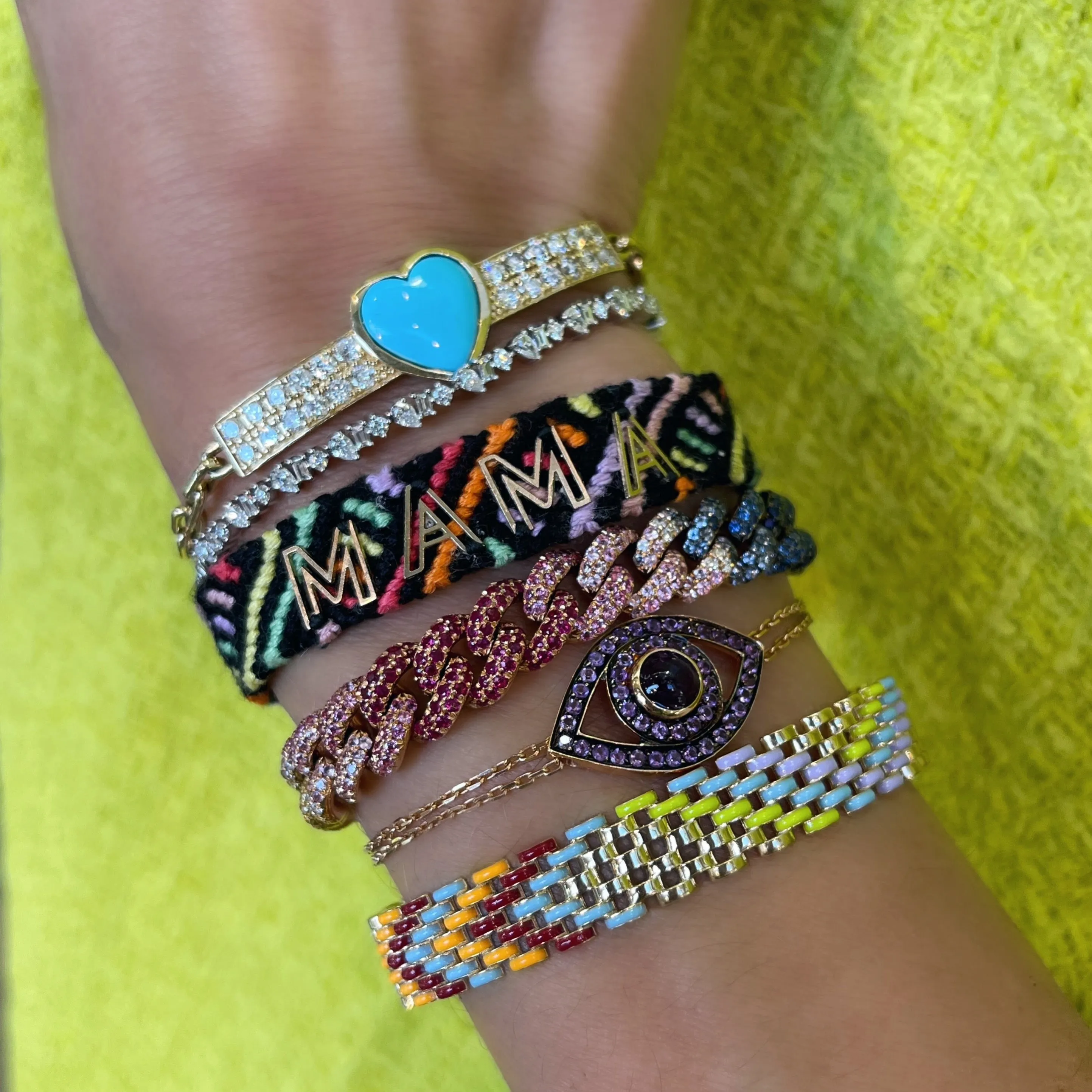 Turquoise Heart and Diamond Gem ID Bracelet