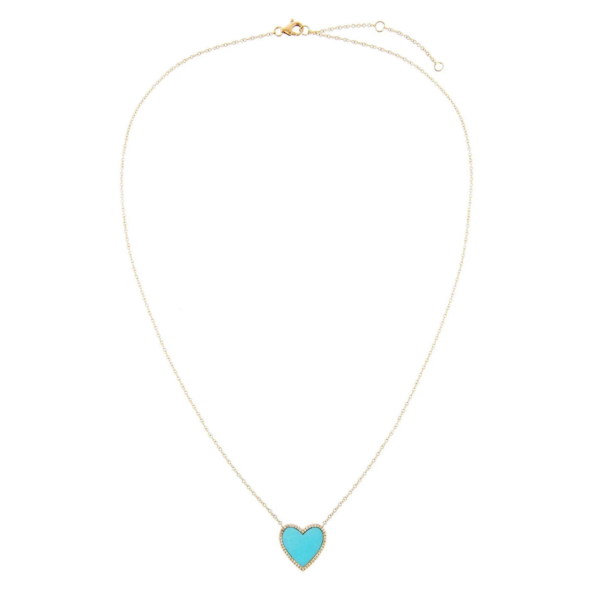 Turquoise Heart Necklace 14K