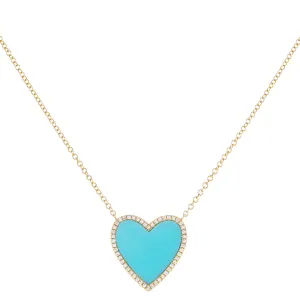 Turquoise Heart Necklace 14K