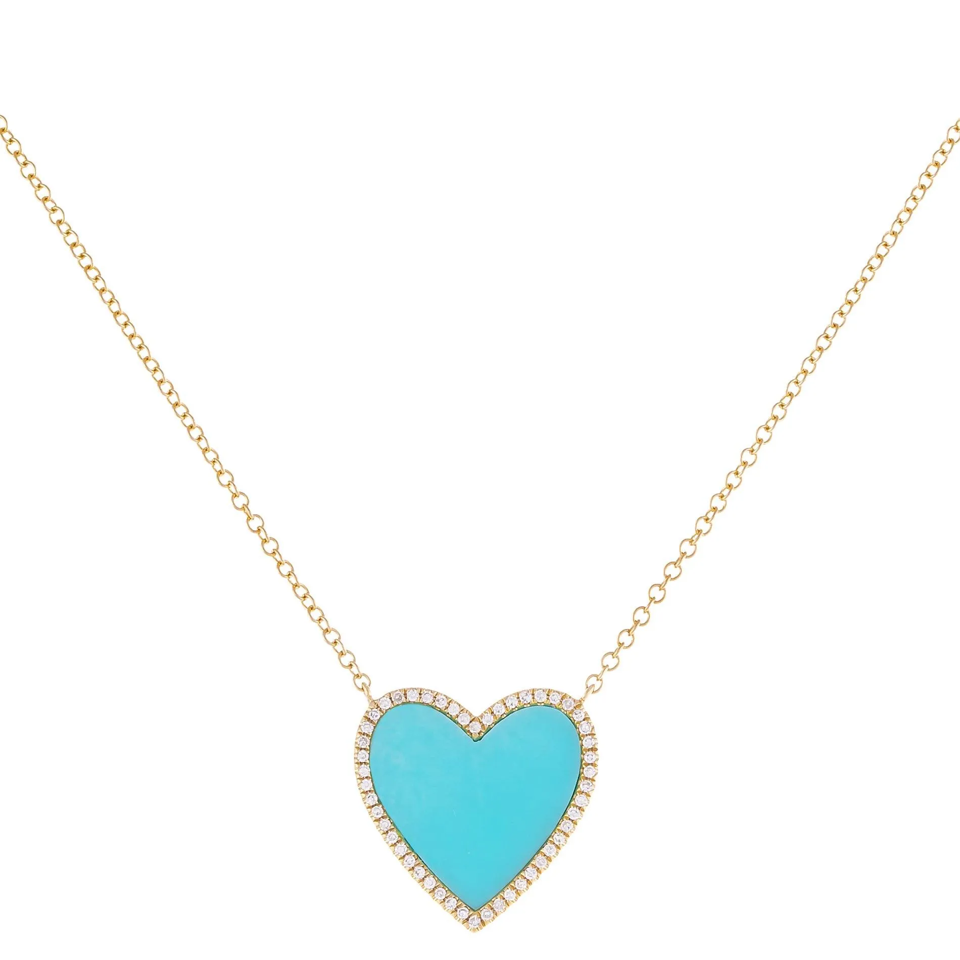 Turquoise Heart Necklace 14K