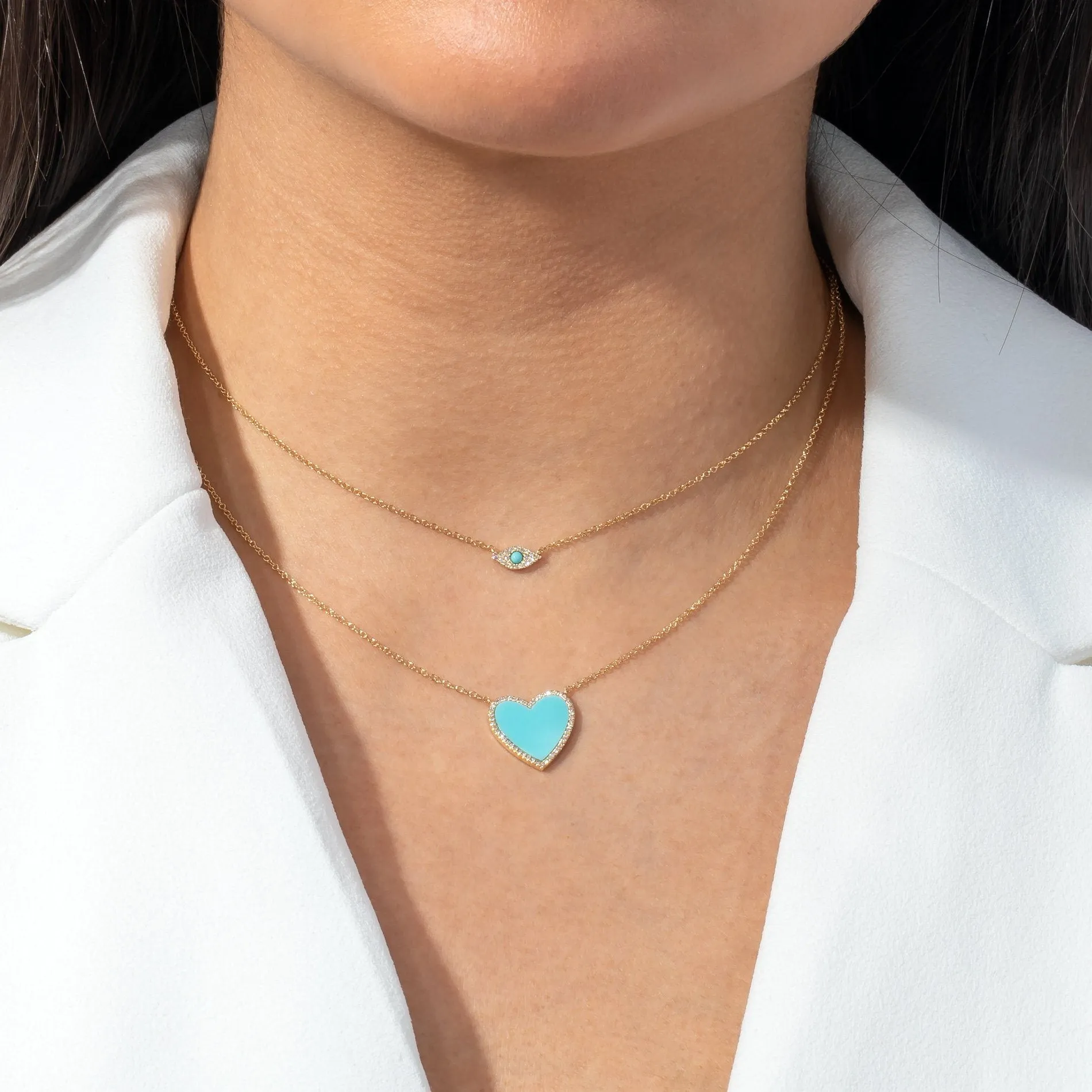 Turquoise Heart Necklace 14K