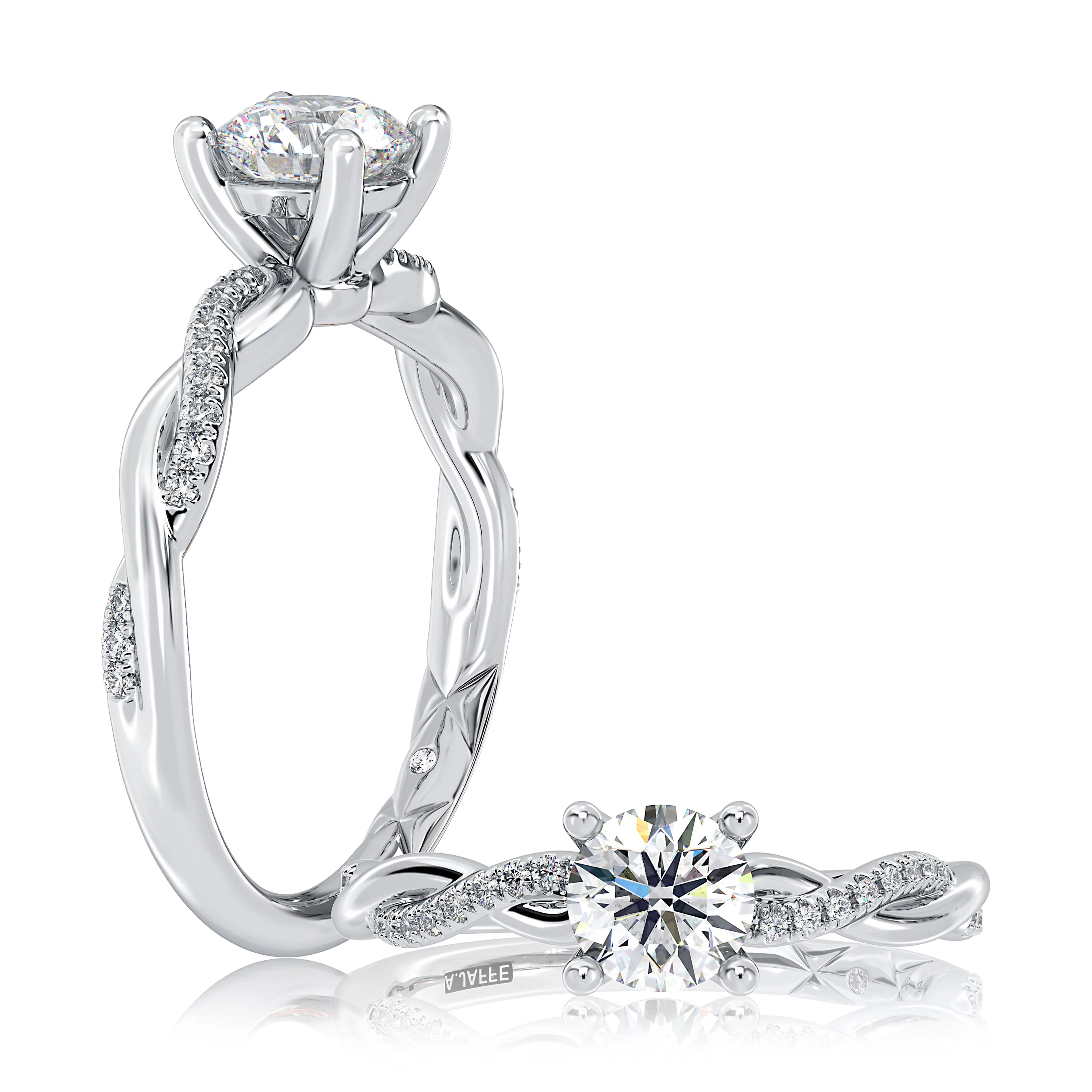 Twisted Shank Diamond Engagement Ring