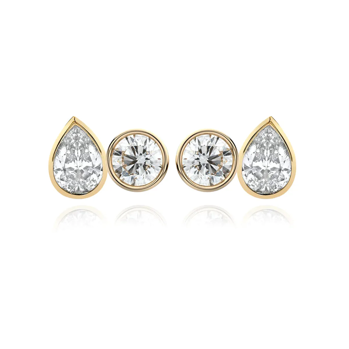 Two-diamond Bezel Stud Earring (Single)