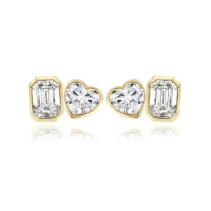 Two-diamond Bezel Stud Earring (Single)