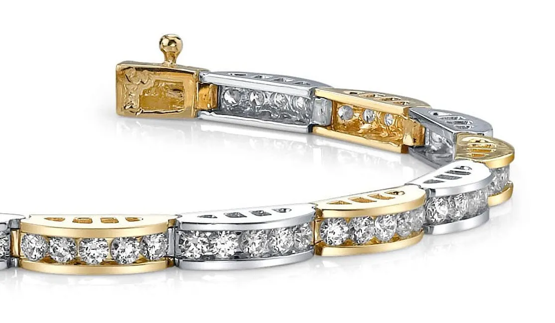 Two Tone Channel Link Diamond Bracelet with 4.00 ct.(finished) 2.5mm