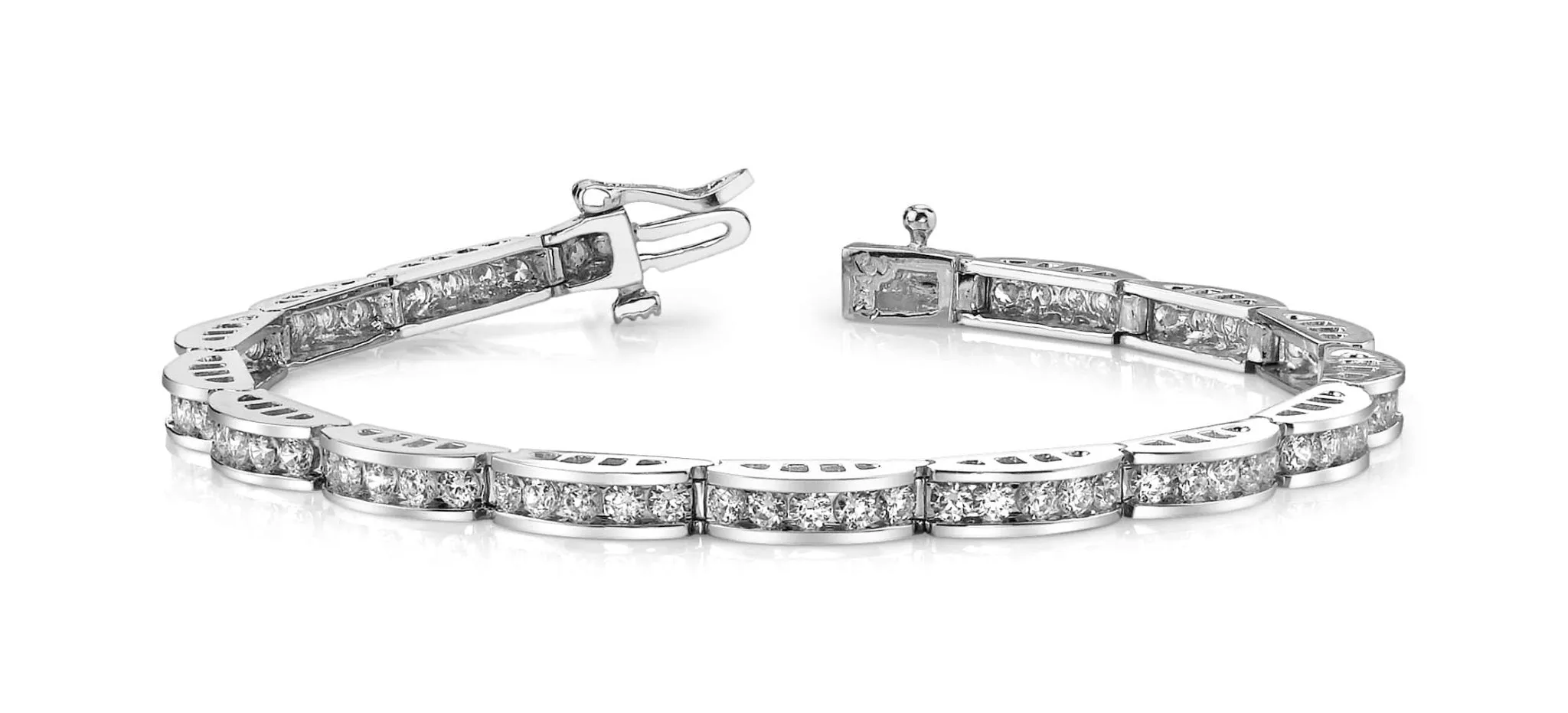 Two Tone Channel Link Diamond Bracelet with 4.00 ct.(finished) 2.5mm