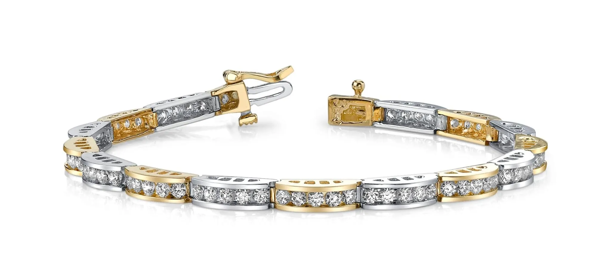 Two Tone Channel Link Diamond Bracelet with 4.00 ct.(finished) 2.5mm