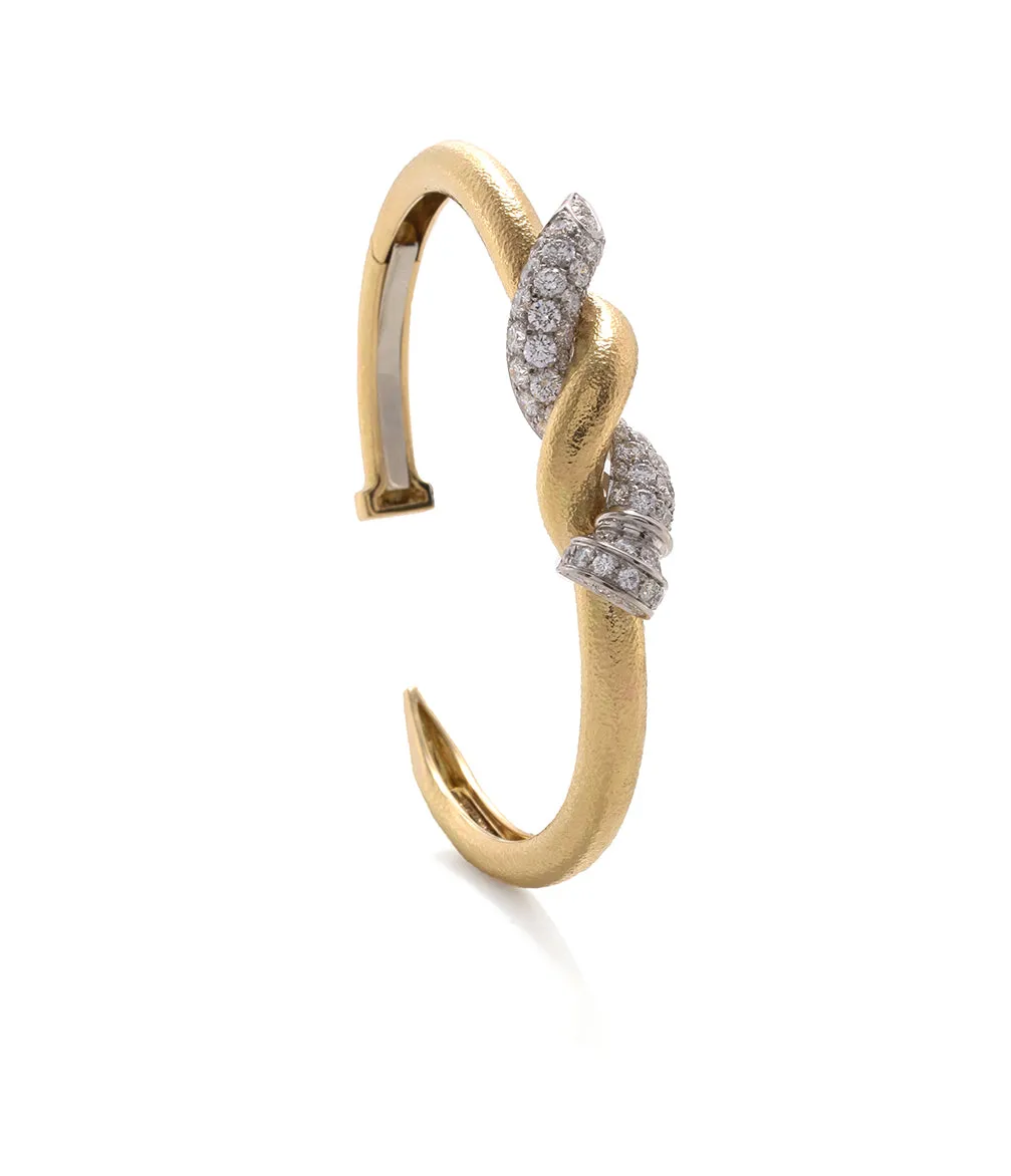 Two Tone, Diamond Twisted Nail Cuff, Hammered