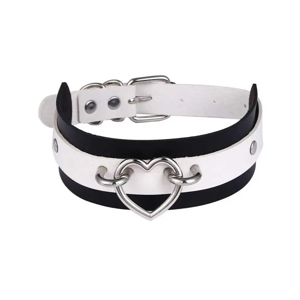 Two Tone Heart Choker Collar Necklace in Two Sizes