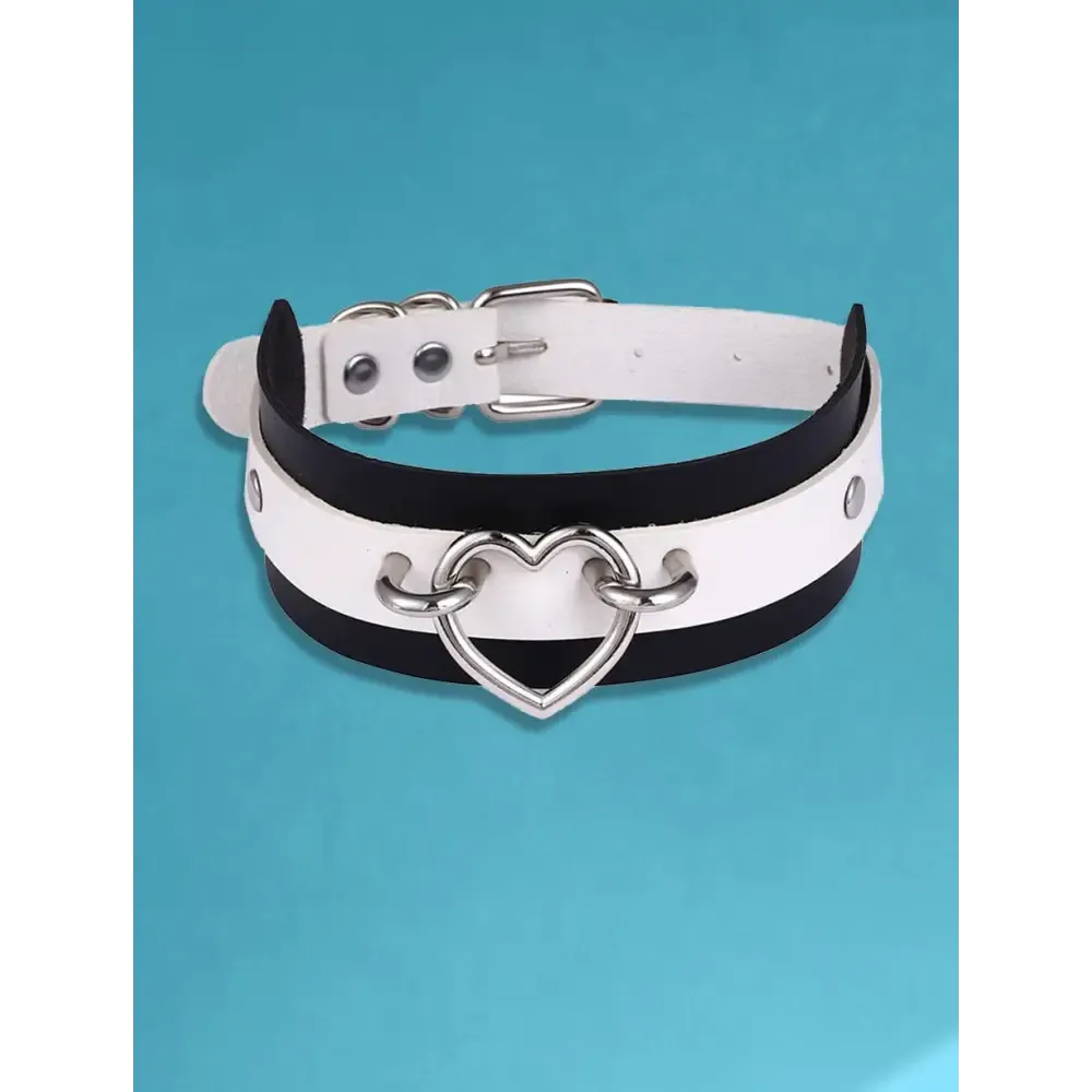 Two Tone Heart Choker Collar Necklace in Two Sizes
