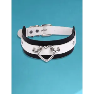 Two Tone Heart Choker Collar Necklace in Two Sizes