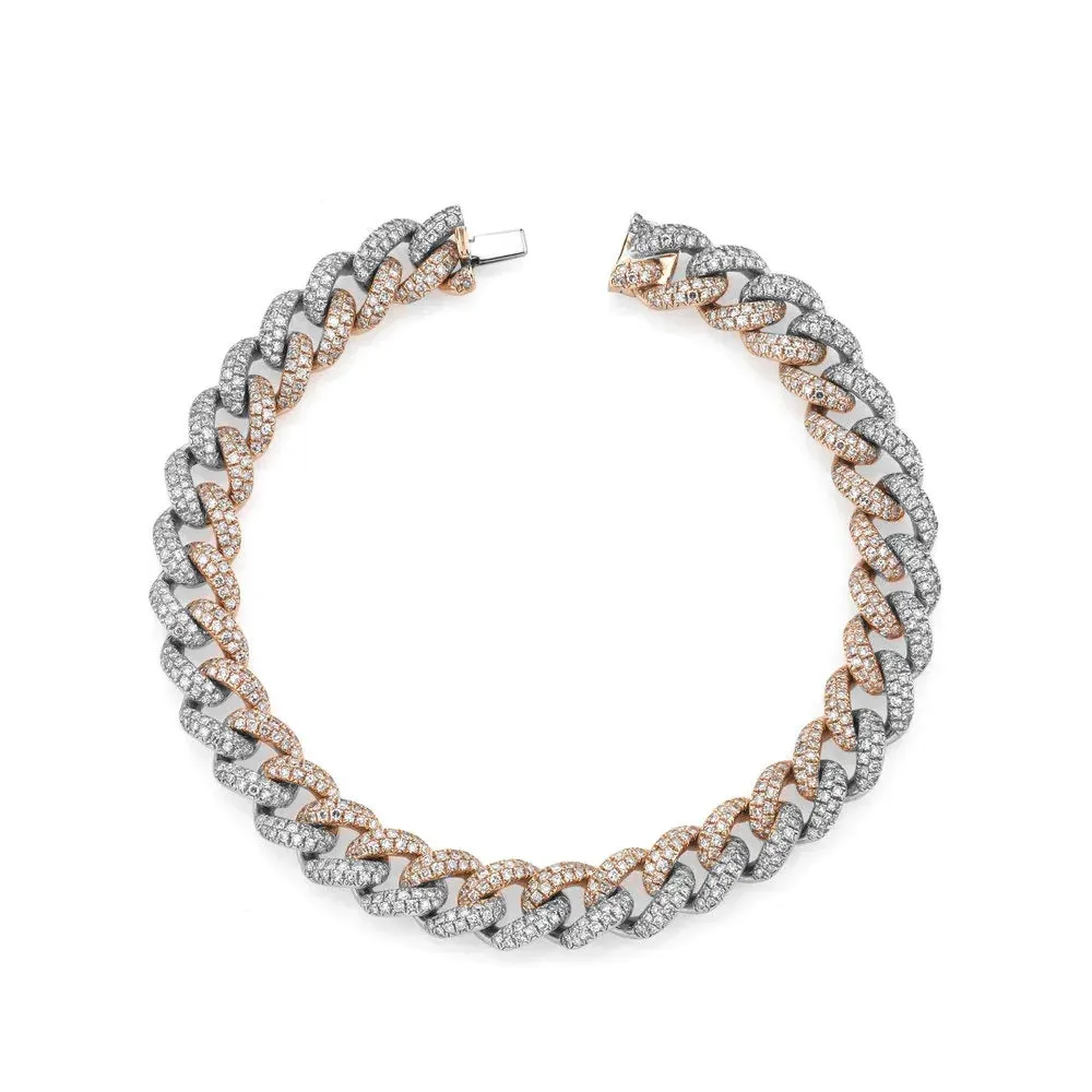 Two-Tone Medium Pave Diamond Link Bracelet