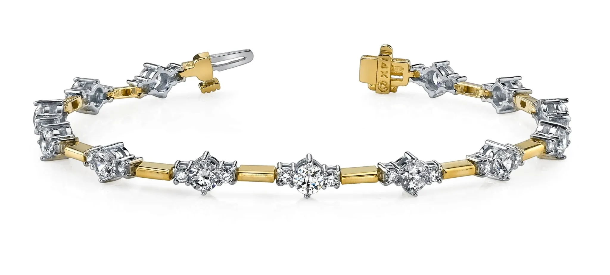 Two Tone Triple Lab-Grown Diamond Bracelet with 1.47 ct.(finished) 1.6mm, 2.5mm