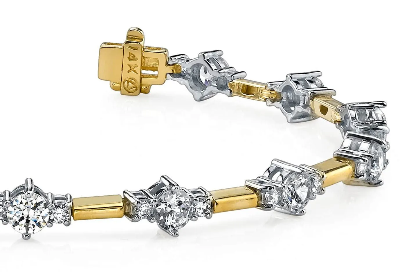 Two Tone Triple Lab-Grown Diamond Bracelet with 1.47 ct.(finished) 1.6mm, 2.5mm