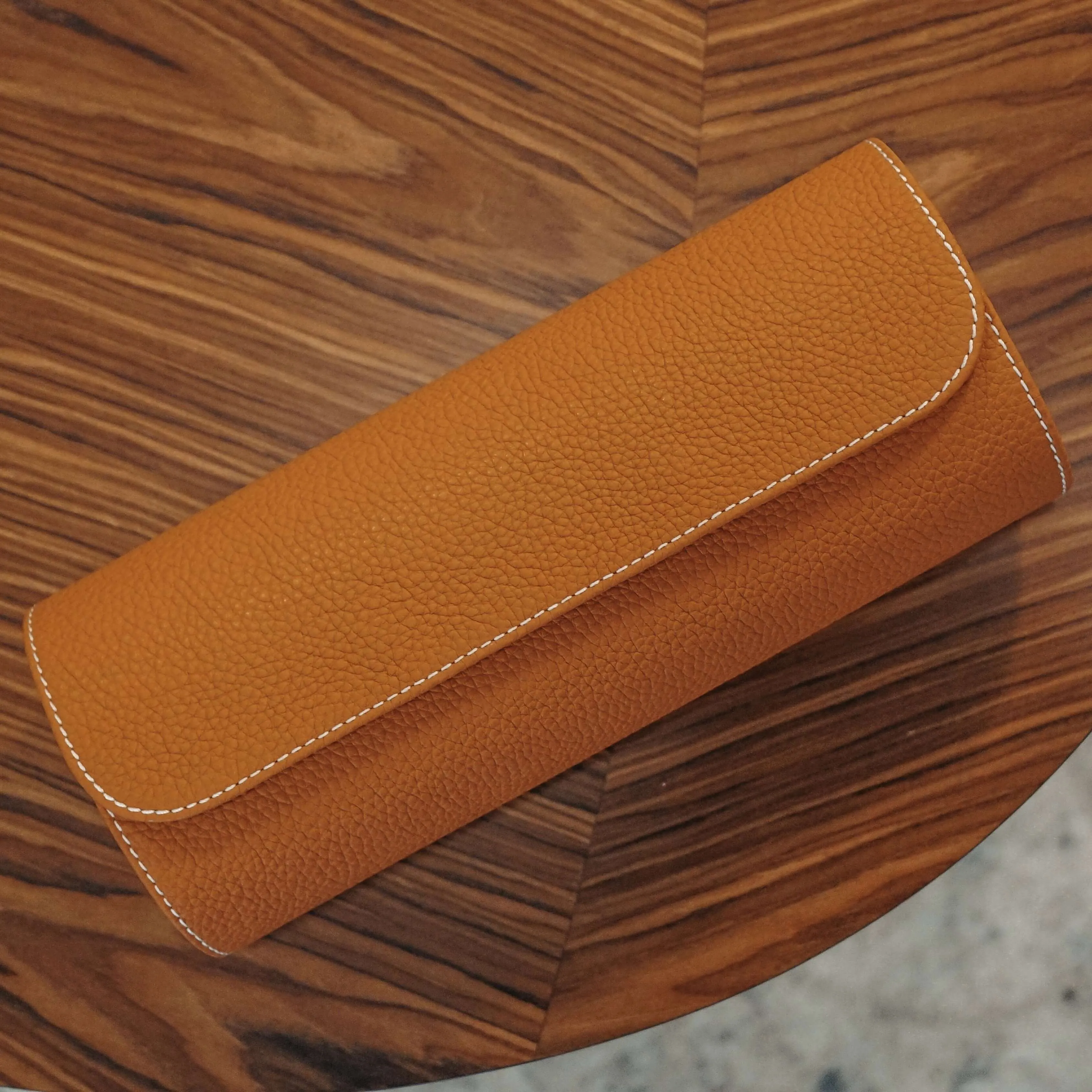 Uhrenrolle aus Leder für 3 Uhren [Orange]