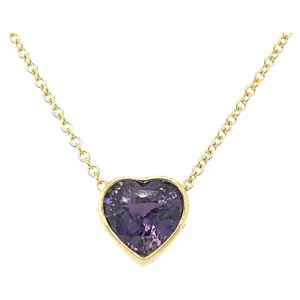 Unheated 3.56 Carat Fancy Purple Sapphire Heart, Bezel Set Pendant GIA Certified