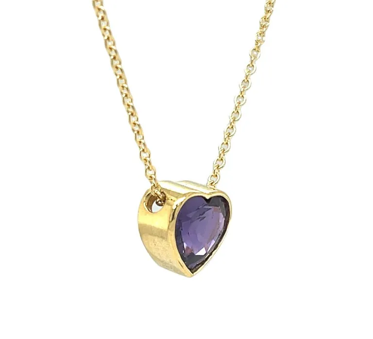 Unheated 3.56 Carat Fancy Purple Sapphire Heart, Bezel Set Pendant GIA Certified