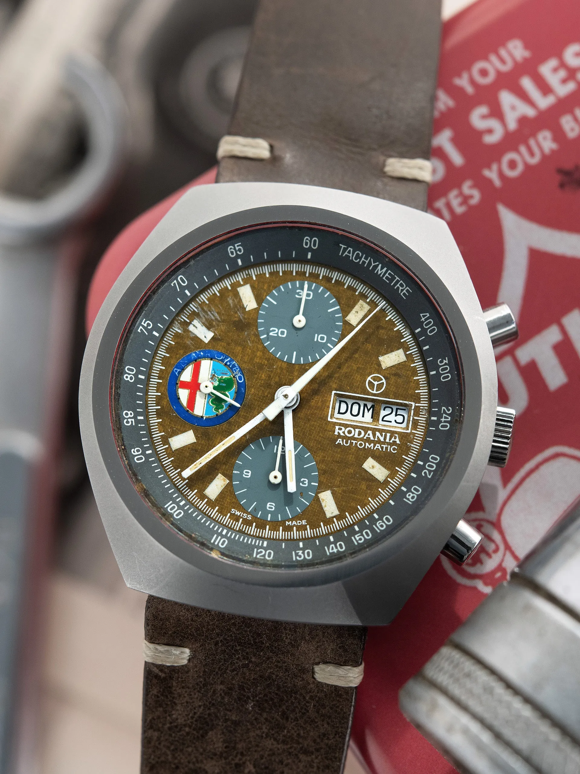 *Unpolished* 1980s Rodania For Alfa Romeo Chronograph (Ref. 3174.20)