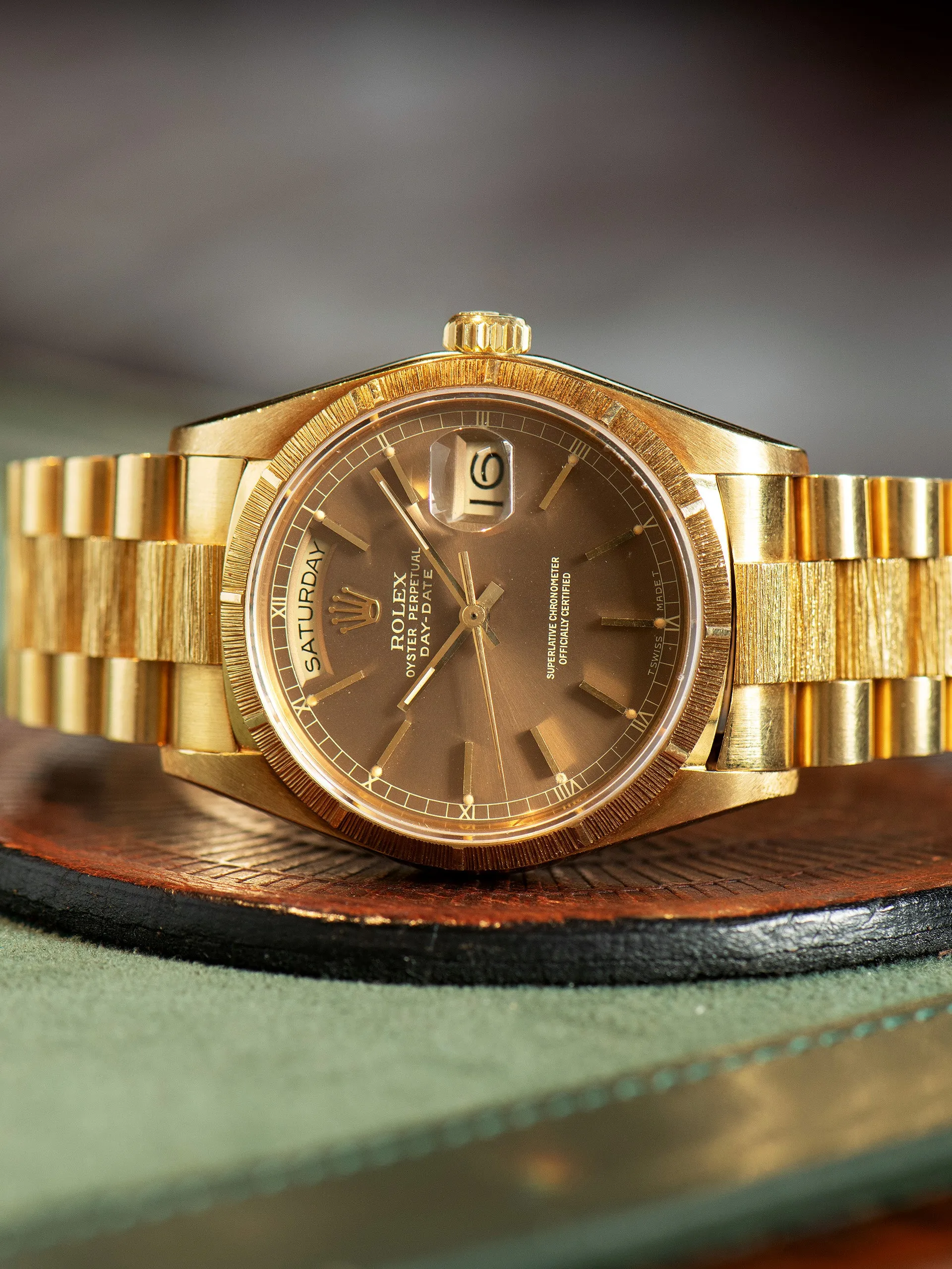 *Unpolished* 1985 Rolex Day-Date 18K YG (Ref. 18078) Taupe "Havana" Dial