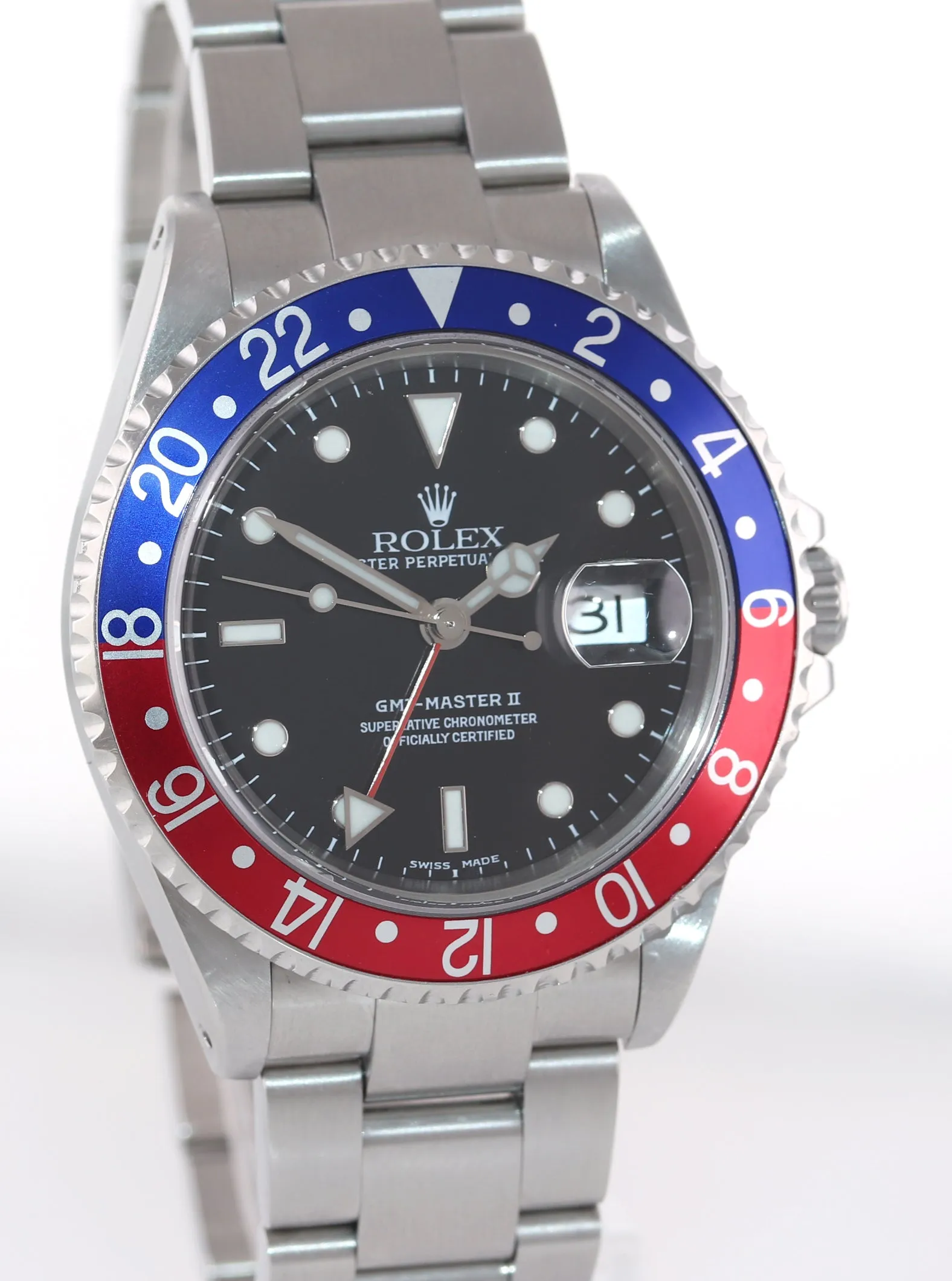 UNPOLISHED 2001 Rolex GMT-Master II Pepsi Steel Blue Red 16710 Watch SEL Box