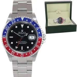 UNPOLISHED 2001 Rolex GMT-Master II Pepsi Steel Blue Red 16710 Watch SEL Box